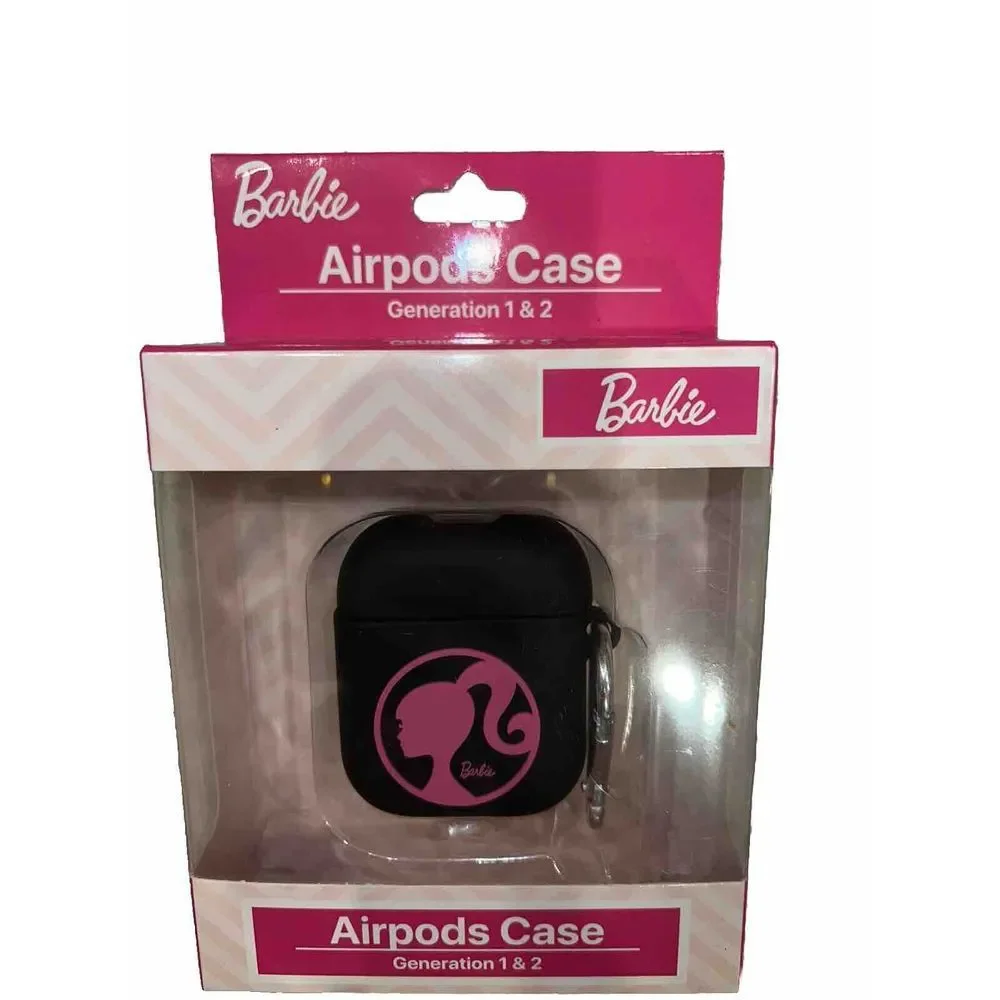 NEW! Barbie Airpods Case Generation 1 and 2 Black Pink Barbie Silhouette